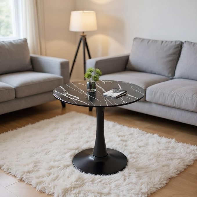 24" Round Tulip Dining Table, Mid-Century Modern Kitchen Table for 2-3 People, Small Space Bistro Table for Kitchen Living Room Balcony Office