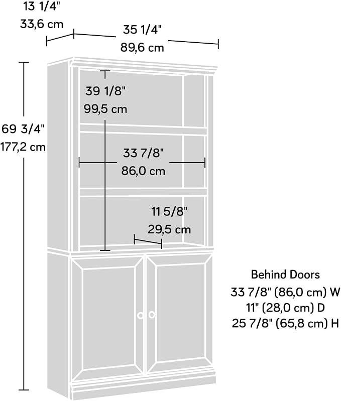 Sauder Miscellaneous Storage 5-Shelf/Book Shelf 2-Door Bookcase, Glacier Oak Finish