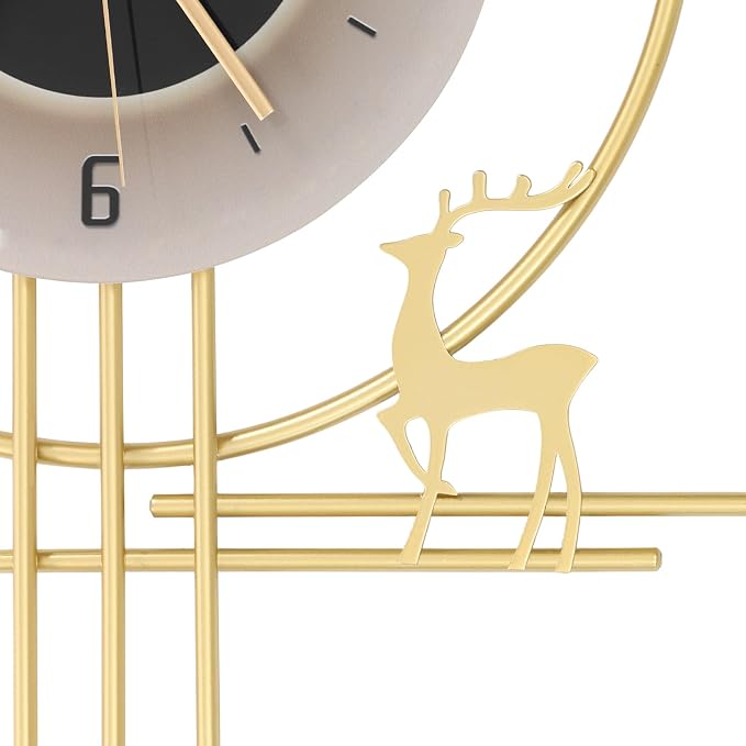 Wall Clock for Living Room, Large Gold Wall Clock with LED Light, Modern Decor Silent Non-Ticking Metal Clock for Living Room, Kitchen, Dining Room, Bedroom, Battery Operated, 15.35 * 31.5in