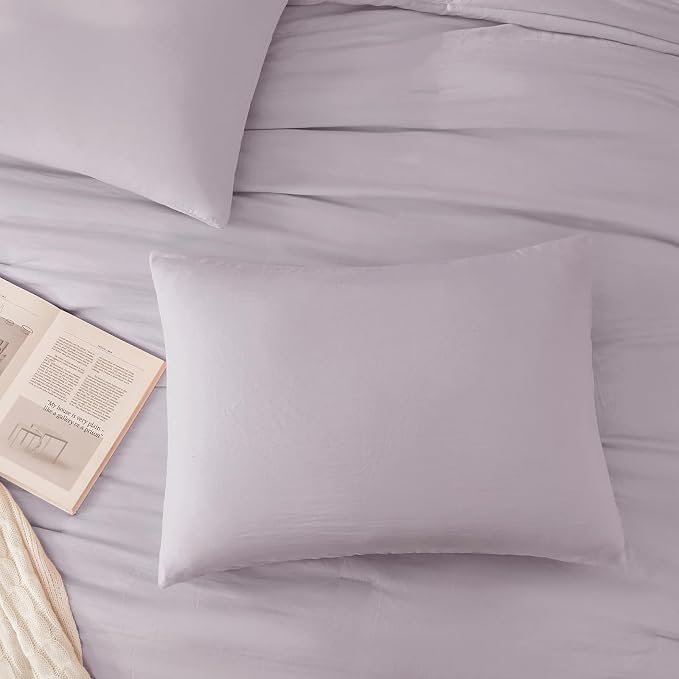WRENSONGE Full Size Comforter Sets - 3 Pieces Lilac Comforter Prewashed Soft Lightweight for All Seasons, Fluffy Down Alternative Comforter Full Size with 2 Pillow Shams