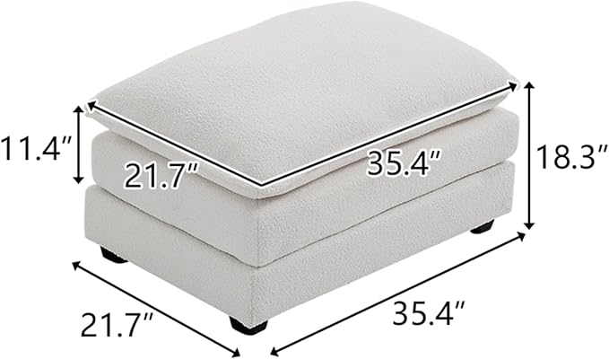VINGLI 36.6" Big Cloud Comfy Ottoman Teddy Fleece White