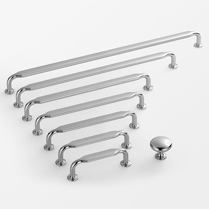 Lardmon 10 Pack Polished Chrome Round Cabinet Knobs 1.2 Inch(30.5mm) Dia. Drawer Knobs Modern Single Hole Cabinet Pulls Solid Kitchen Knobs Cabinet Handles Heavy Duty Kitchen Hardware for Dresser