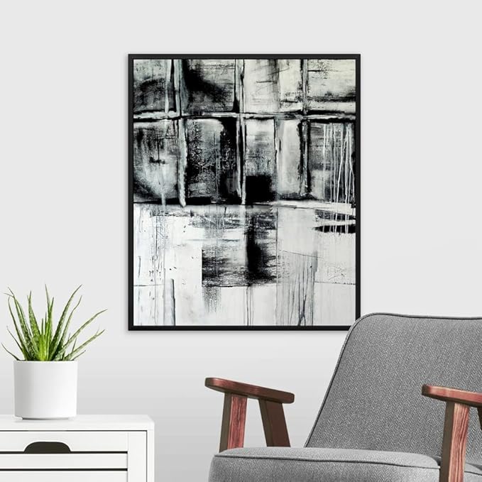 CANVAS ON DEMAND Looking Through Canvas Wall Art Print by Erin Ashley, Contemporary, Abstract, Modern, Home Decor, Black and White Artwork,20" x24in