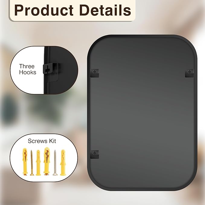 FICTOR Bathroom Vanity Mirror for Wall, 2 Pack 28" x 40" Rectangle Bathroom Mirror for Over Sink, Metal Framed, Hangs Horizontally or Vertically(Black)