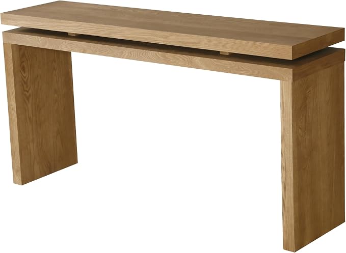 SOFTSEA 60" Console Table, Retro Narrow Sofa Table with Double Board Suspension Design for Living Room, Antique Brown