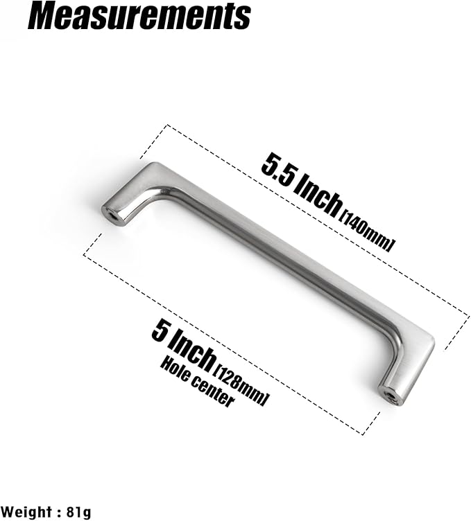 Goo-Ki Satin Nickel Cabinet Pulls with 5'' Hole Centers, Modern Style Zinc Alloy Cabinet Handles for Dresser,Wardrobe,Cupboard- 6 Pack