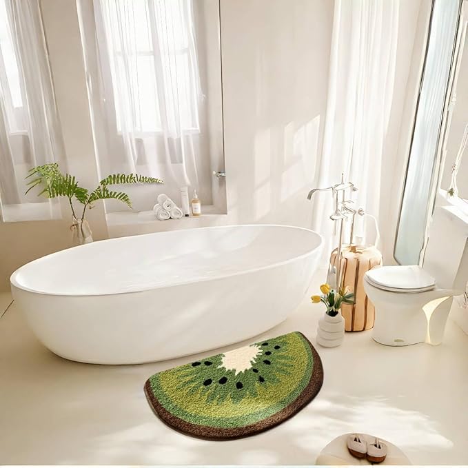 Ankah Fruit Bath Mats Cute Bathroom Rugs, Particularly Absorbent, Very Soft, and Dry Fast That Fits for Kid's Room, Bathroom or Other Room, 17.7" x 31.5", Kiwi