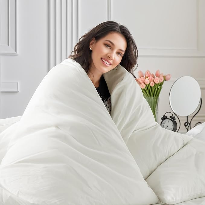 NEXHOME PRO Twin Duvet Cover Set 100% Certified Organic Cotton with Washed Feel & Linen-Like Texture, Comfortable & Breathable, Home Bedding Set Bright White (No Comforter)