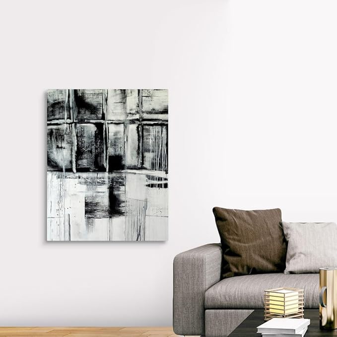 CANVAS ON DEMAND Looking Through Canvas Wall Art Print by Erin Ashley, Contemporary, Abstract, Modern, Home Decor, Black and White Artwork,36" x45in