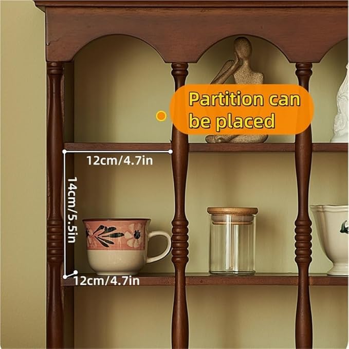 Vintage Cup Rack, Wooden Wall Cabinet, Mid-Century Wall-Mounted Storage Shelf, Solid Wood Display Rack, Curio Cabinet for Organization(35.4 * 5.9 * 19.7in)