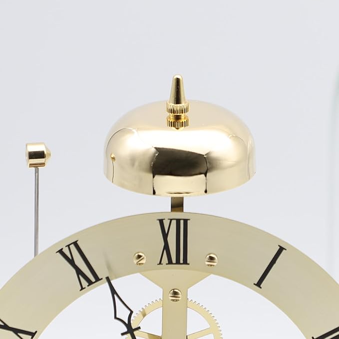 Adventurers Black Walnut Solid Wood,Classical,Mechanical Gear Clock with Glow-in-The-Dark Lights,Suitable for Room Decoration,with Light-Controlled and Voice-Activated Function (Golden)
