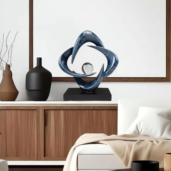 Abstract Sculpture Art Home Decor Accents Modern Decorative Objects for Living Room Shelf Coffee Table TV Stand Cabinet Office Decor Accents (Blue)