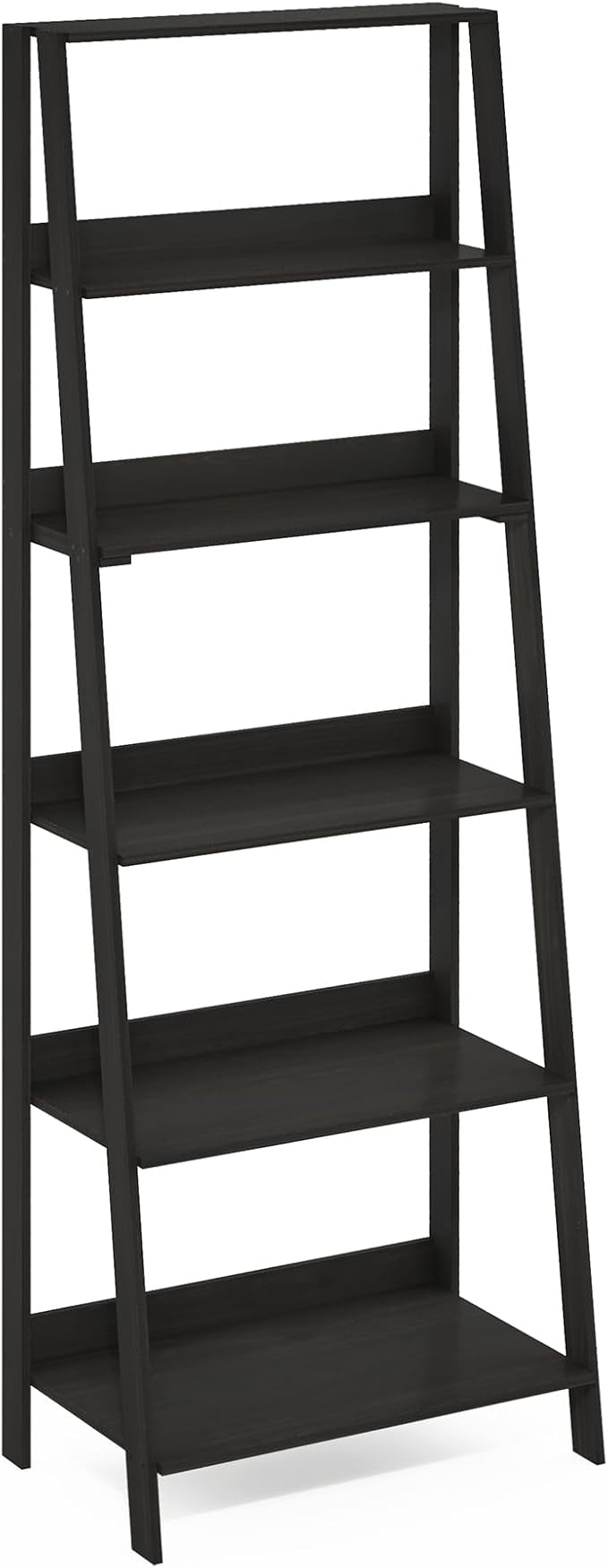 Furinno Ladder Book Shelf, 6-Tier Ladder Shelf, Open Design Bookshelf, Display Storage Bookcase, 14.8" x 23.6" x 66.2", Living Room, Home Office, Espresso