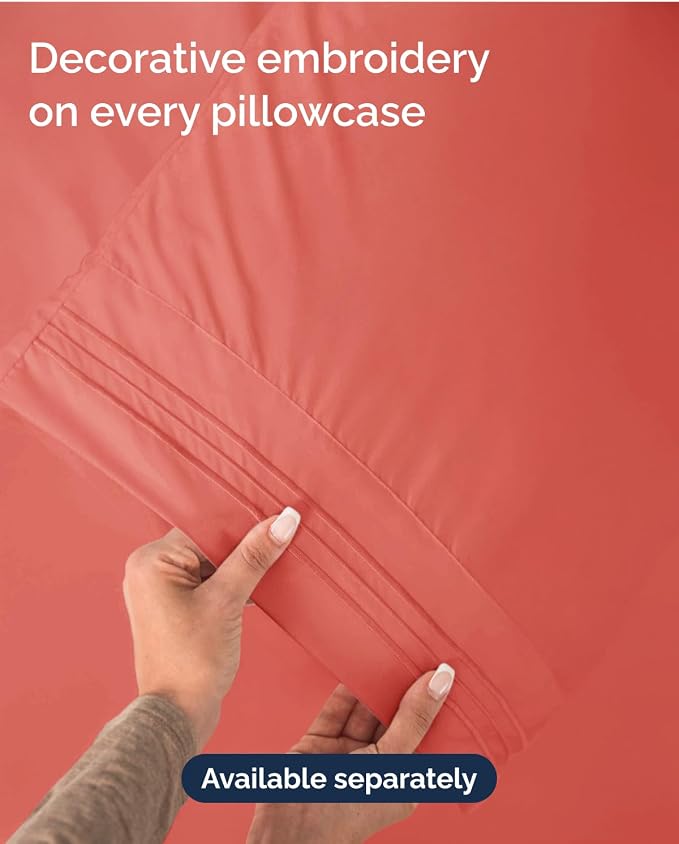 Twin Size 3 Piece Sheet Set - Comfy Breathable & Cooling Sheets - Hotel Luxury Bed Sheets for Women & Men - Deep Pockets, Easy-Fit, Extra Soft and Wrinkle Free Sheets - Coral Oeko-Tex Bed Sheet Set