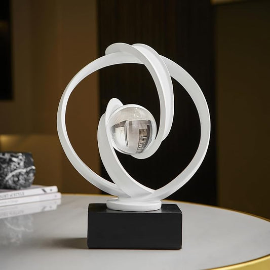 Modern White Statue Decor for Living Room, Abstract Art Sculptures Home Décor Accents for Coffee Table TV Stand Bookshelf, Resin Decorations for Dining Room Office Bedroom
