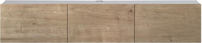 Atelier Mobili Oak TV Console, Wall Mounted TV Stand for Up to 75 Inch TV, Entertainment Center with Floating Shelf