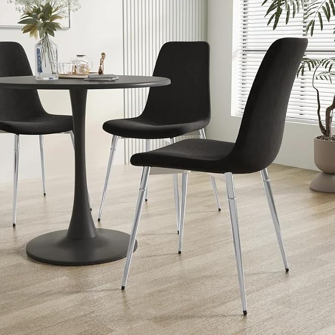 Black Round Metal Dining Table for Outdoor, 31.5" Tulip Table Kitchen Dining Table for 2-4 People with Pedestal Base Mid-Century Leisure Coffee Table Office Living Room Small Space Patio Balcony