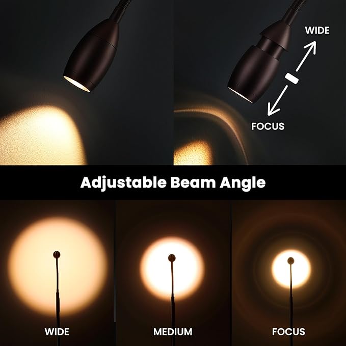 Reading Floor Lamp, Dimmable LED Floor Lamp with Remote, Standing Lamp with Flexible Gooseneck, Zoomable Spotlight, Reading light, Task Crafting Tall Lamps for Living Room Office Bedroom(Brown)
