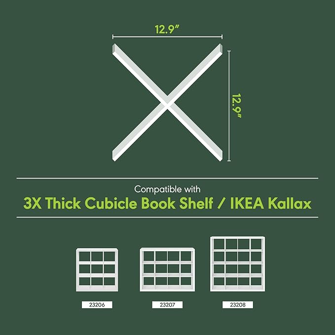 Furinno Cubicle Cube Insert, X-Shelf Cube Organizer, 3-Shelf Accessory, Fits into Triple Thick Cubes Series, IKEA Kallax, for Organizers and Storage, Black Dark Oak