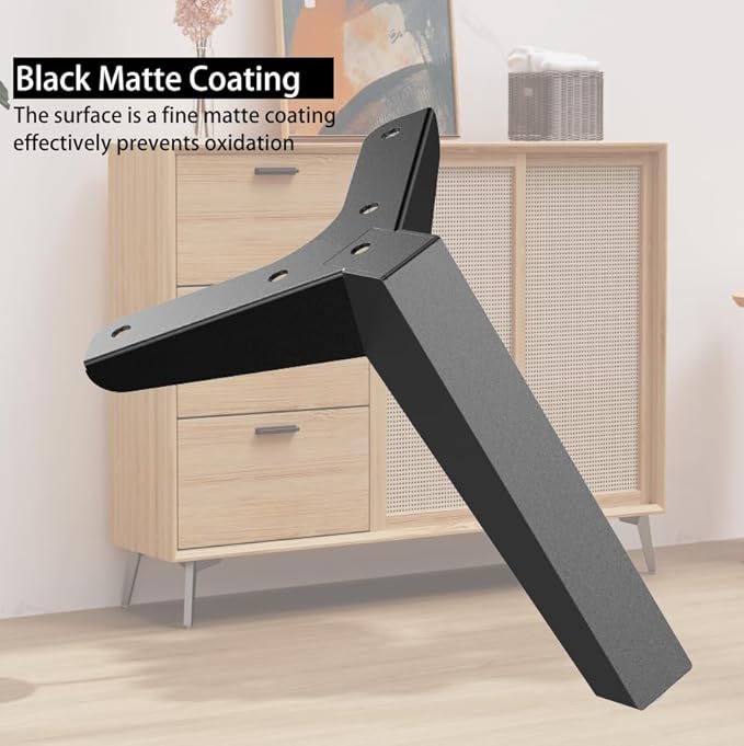 Metal Table Legs Bench Legs Heavy Duty Square Tube Desk Legs Furniture Legs for Coffee/Dining/Side Table (Triangle, 6 “)