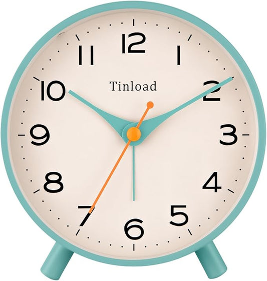 4.5" Antique Retro Analog Alarm Clock, Small Silent Bedside Desk Clock,Lighted on Demand, Battery Operated, Snooze, for Living Room, Bedroom, Bedside(Green)
