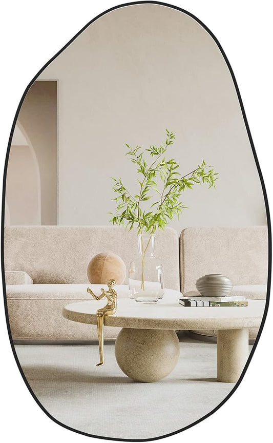 Irregular Asymmetrical Mirror Wall Mounted, Unique Vanity Mirror,Shaped Dressing Mirror Decorative for Living Room, Bathroom, Bedroom, Entryway Wall Decor, 33.5"×20.5"