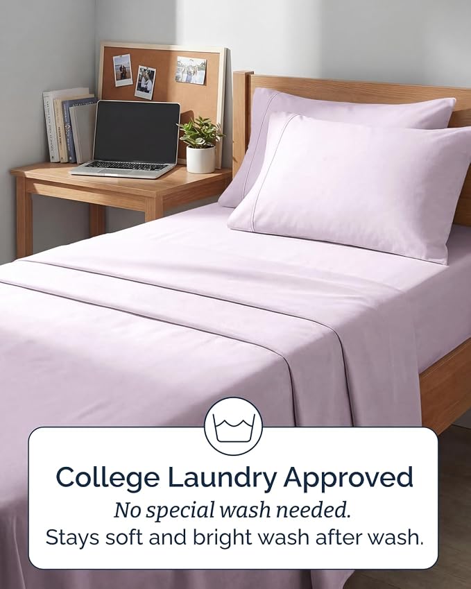Extra Deep Twin XL Sheet Set - 4 Piece College Dorm Bed Sheets Set with Extra Deep Pockets - Ultra-Soft, Comfy & Breathable Bedding for Women, Men, Kids & Teens - Wrinkle & Fade Free - Light Lavender