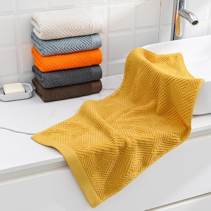 sense gnosis Red Hand Towel Set of 2 Striped Weave 13 X 29 Inch | Premium 100% Cotton Herringbone Pattern Ultra Soft Highly Absorbent Hand Towel for Bathroom