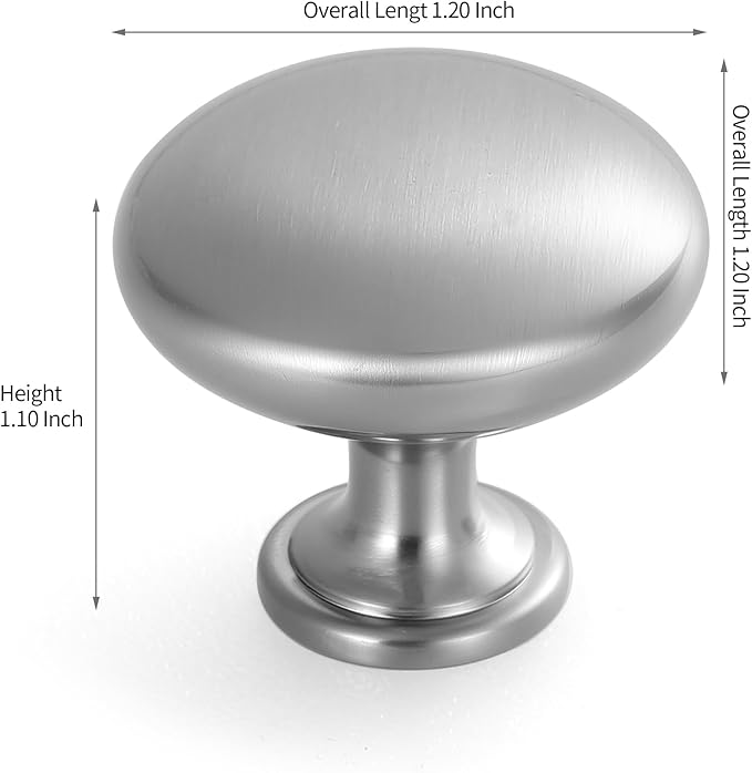 Lardmon 10 Pack Brushed Satin Nickel Round Cabinet Knobs 1.2 Inch(30.5mm) Dia. Drawer Knobs Modern Single Hole Cabinet Pulls Solid Kitchen Knobs Cabinet Handles Heavy Duty Kitchen Hardware for Dresser