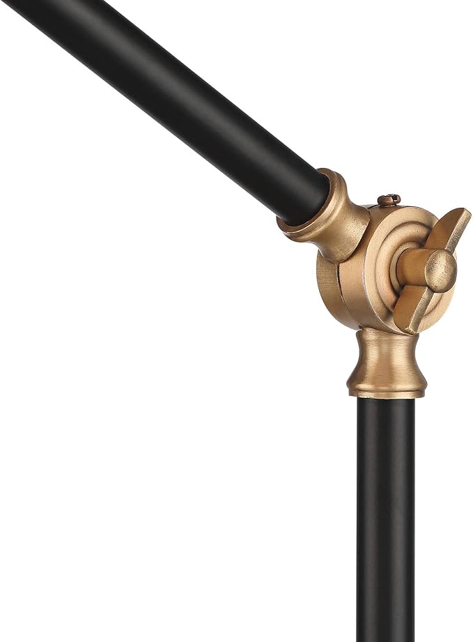 360 Lighting Colborne Mid Century Modern Industrial Desk Table Lamp LED with USB Charging Port 28" Tall Antique Brass Black for Living Room Bedroom House Bedside Nightstand Home Office