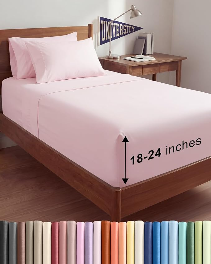 Extra Deep Twin XL Sheet Set - 4 Piece College Dorm Bed Sheets Set with Extra Deep Pockets - Ultra-Soft, Comfy & Breathable Bedding for Women, Men, Kids & Teens - Wrinkle & Fade Free - Lavender Pink