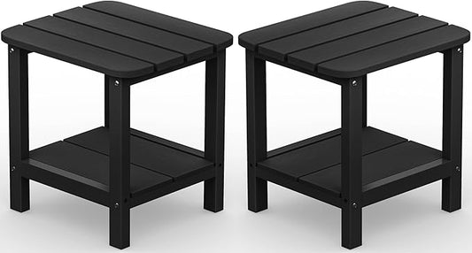 SERWALL Double Adirondack Side Set of 2, Table Rectangular End Table, Black