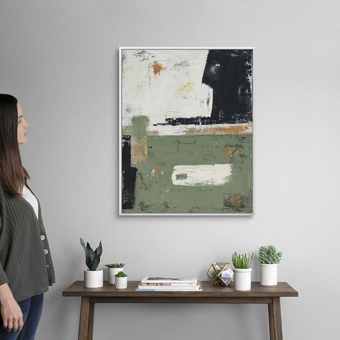 CANVAS ON DEMAND Sage of Innocence Walnut Float Framed Canvas Wall Art Print by Erin Ashley, Abstract, Contemporary, Home Decor, Modern Abstract, Artwork,24" x30in