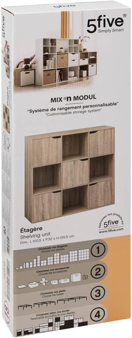 5 five simply smart Shelf Mix n Modul 9 Compartments Natural