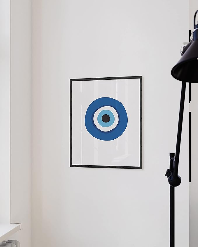 HAUS AND HUES Evil Eyes Poster - Abstract Blue Art Prints for Room Aesthetic, Big Eyes Painting (Unframed, 12x16)