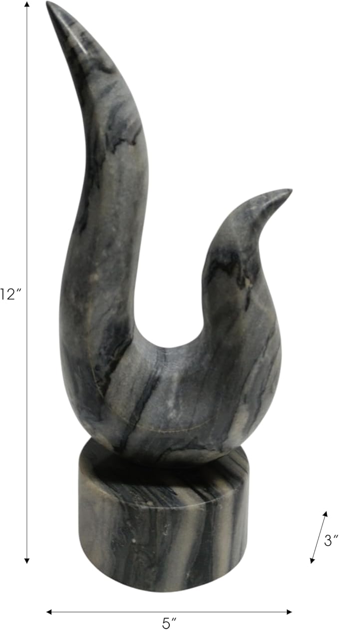 Modern Abstract Sculpture Statue for Home Decor - Unique Accent for Room, Living Room, and Bathroom Decor - Stylish Ornamental Ideal for Office, Shelf, and Coffee Table Decor - 12", Gray & White
