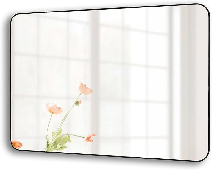 CULER Black Bathroom Wall Mirror,20 x 30 Inch Rectangle Vanity Modern Tempered Glass Mirror for Bedroom,Living Room,Entryway (20x30 Inch, Black)