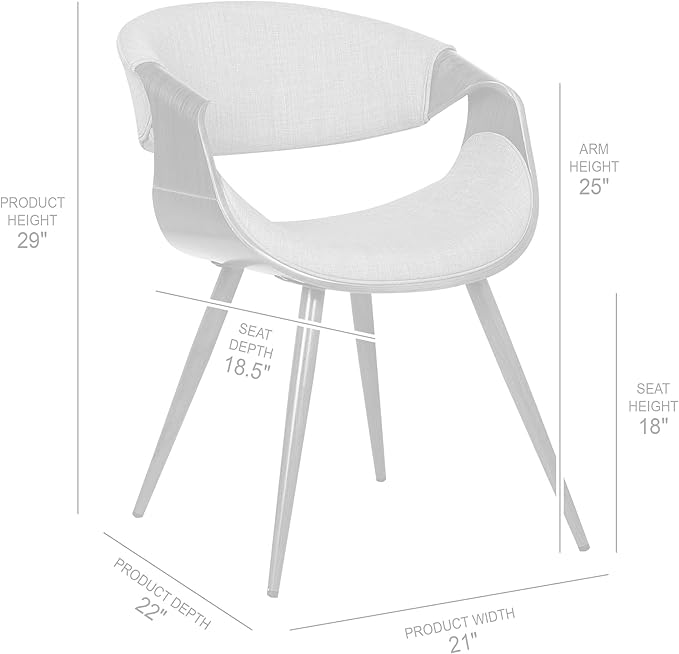 Armen Living Butterfly Mid-Century Dining Chair in Walnut Finish and Charcoal Fabric