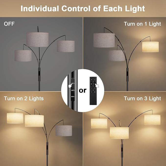 SIBRILLE Upgraded 36W Floor Lamps for Living Room - Super Bright Dimmable Tree Floor Lamp with Remote & Touch Control, Tall Lamp for Living Room Corner, Bedroom, Office