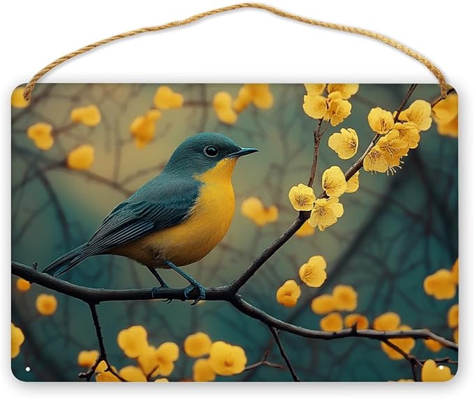 Retro Bird Wooden Art, Vintage Botanical Decors for styles Enthusiasts, 12x8 Inches, Perfect for Nature Fans & Cottage core Home Spaces