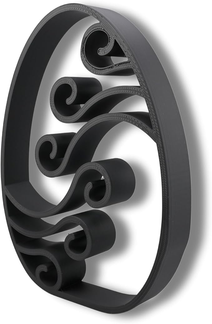 Easter Egg Sculpture – Minimalist Decorative Accent for Spring & Year-Round Home Decor | Collectible Design | Modern Holiday Display (Abstract Waves Matte Black)