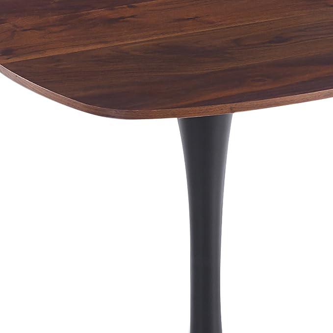 24" Square Tulip Dining Table for 2-4, Small Dining Table with Black Pedestal Base, Dark Walnut Top, Modern Kitchen Table, Bistro Cafe Table for Apartment Small Space Living Room