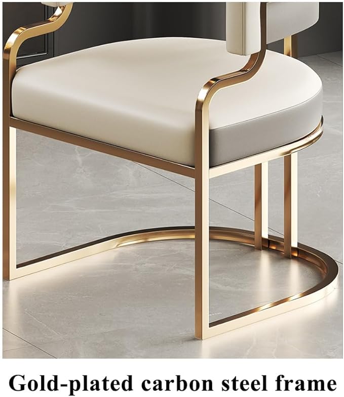 YCKEGEW Leather Modern Tub Chair Upholstered Armchair for Living Room,Dining Room Chairs Guest Chairs for Reception Single Sofa Chair with Golden Metal Legs(Light Grey)