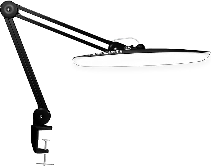 Neatfi XL Nail Desk Lamp with Clamp, 2200 Lumens, 20-Inch Wide Head, Dimmable 4 Levels, 6500K, LED Task Light for Manicure Table, Crafts, Workbench, Office (Non-CCT, Black)