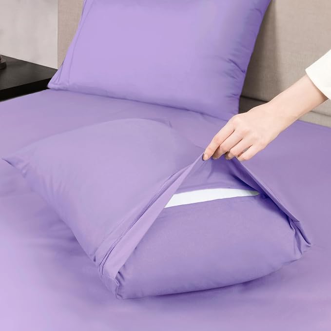 Mejoroom Queen Size Sheet Set - Hotel Luxury 1800 Bedding Sheets & Pillowcases - Deep Pocket Fitted Sheet, Soft, Breathable, Wrinkle & Fade Resistant - 4 Piece (Queen,Violet)
