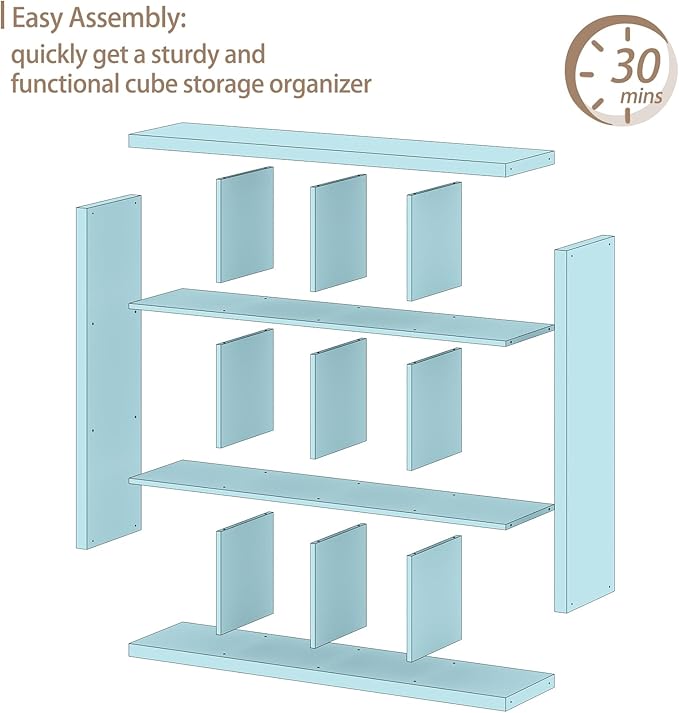 furtble 12-Cube Storage Organizer, Modern White Bookcase for Bedroom, Multifunctional Display Cube Bookshelf for Living Room, Bedroom, Home Office