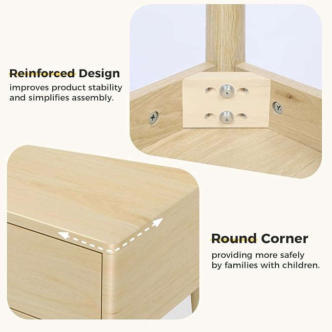 FUNKOCO Small Wood Desk with Drawers - 40 Inch Home Office Study Writing Desk for Bedroom, Vanity Desk with 4 Solid Legs, Modern Computer Desk for Small Spaces