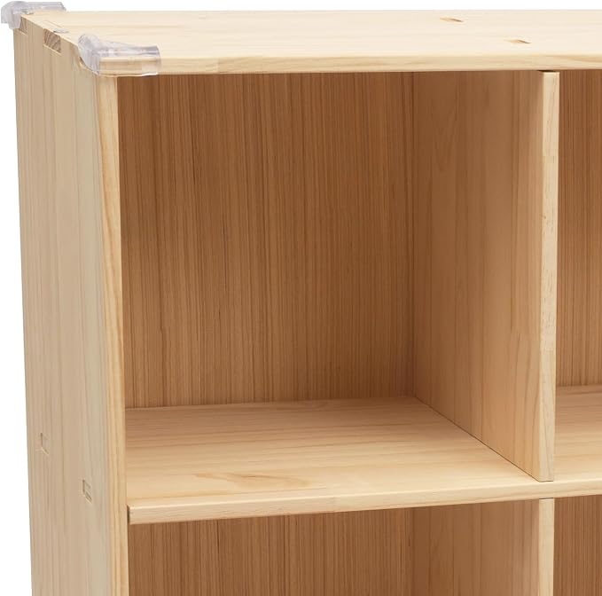 12-Cube Pine Wood Storage Organizer, Solid Wooden Bookshelf with Back Panel, 11in Shelf Opening Bookcase, Freestanding for Living Room, Bedroom, Office (47.2 x 11.8 x 35.4in)