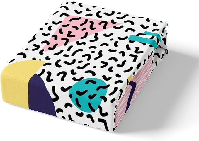 Memphis Duvet Cover Set Queen Size, Vintage Hip Hop Comforter Cover with 2 Pillowcases, Retro 80s or 90s Geometric Fashion Style Bedding Set for Kids Boy Girls Lightweight Bedspread Cover,No Comforter