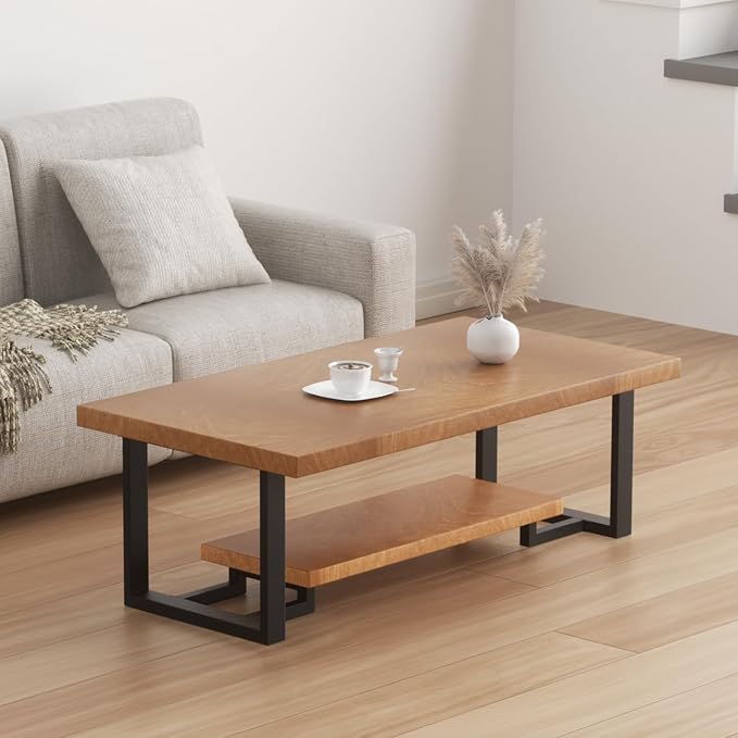 Upgraded 2 Tier Coffee Table Legs, Square Metal 16 Inch Height 18 inch Width, Heavy Duty Bench & DIY Side Table Legs Set of 2
